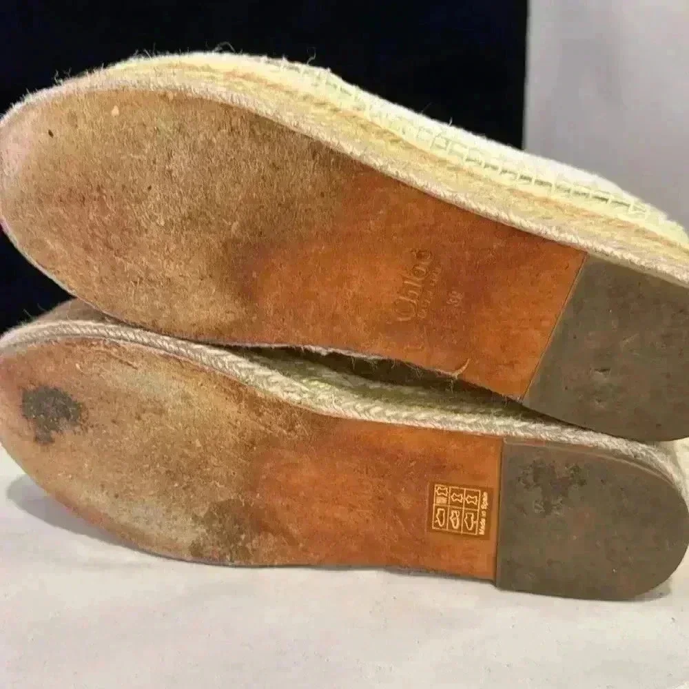Chloé Beige Cream Espadrille Platform Sneakers